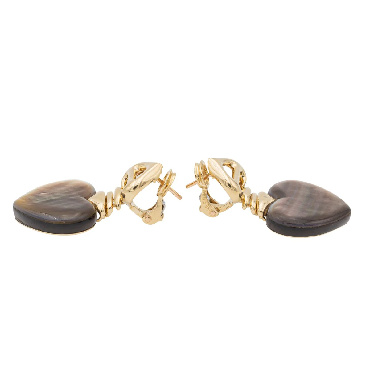 Boucles d'oreilles Coeur Or jaune Nacre - Image 3