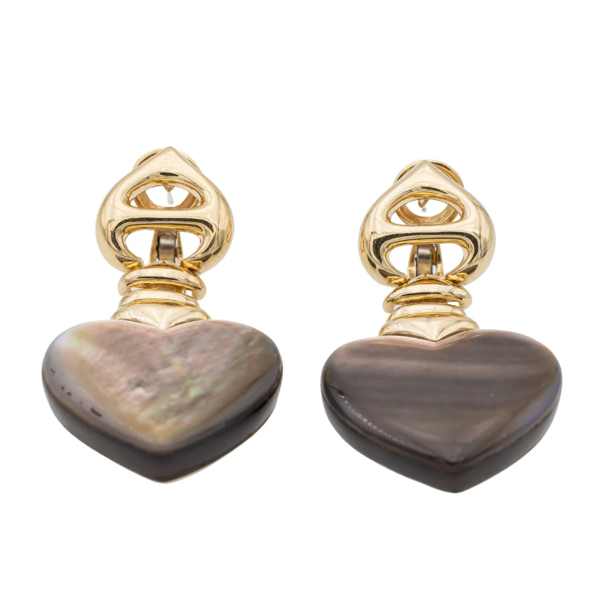 Boucles d'oreilles Coeur Or jaune Nacre - Image 4