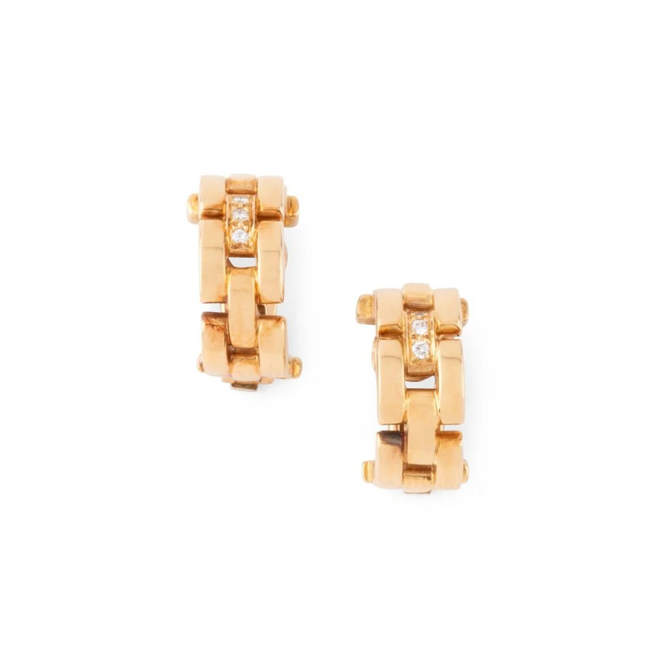 Boucles d'oreilles Créoles CARTIER "Panthère" en or jaune et diamants