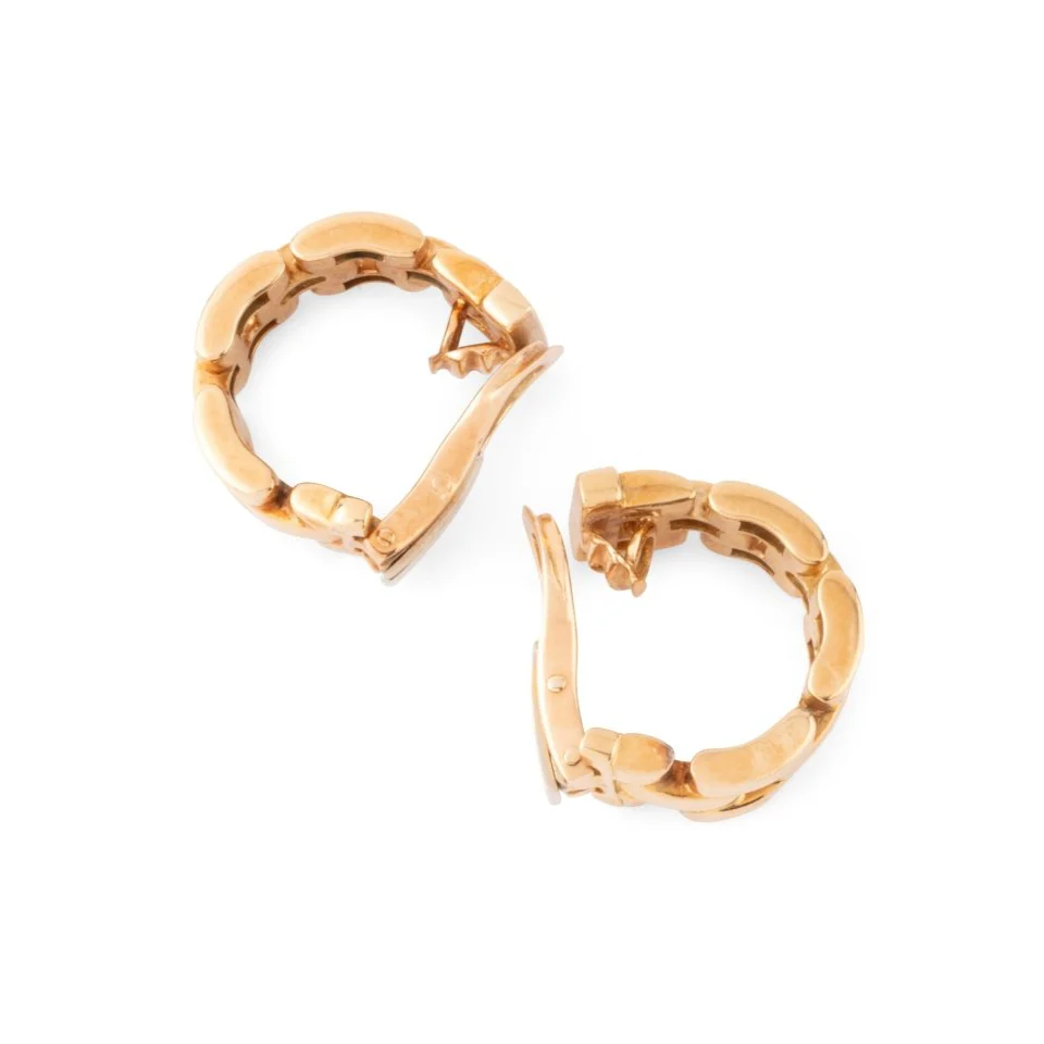 Boucles d'oreilles Créoles CARTIER "Panthère" en or jaune et diamants - Image 3