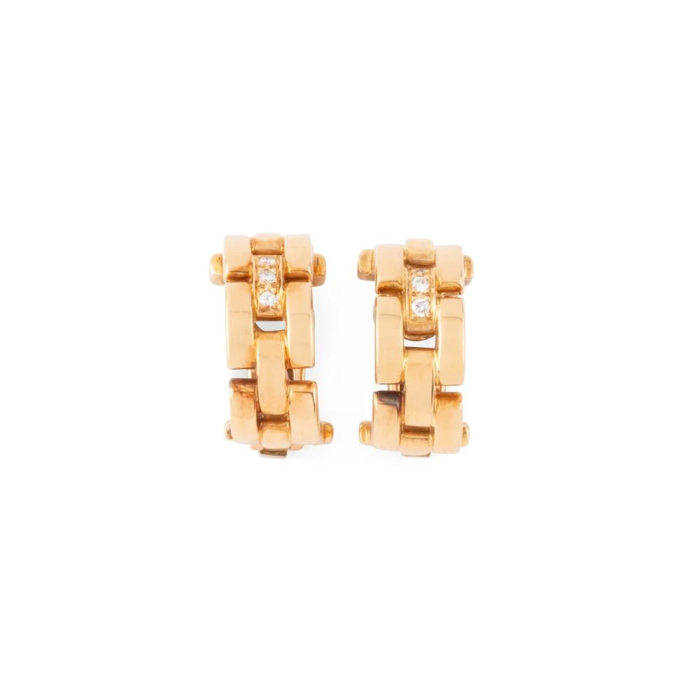 Boucles d'oreilles Créoles CARTIER "Panthère" en or jaune et diamants - Image 5
