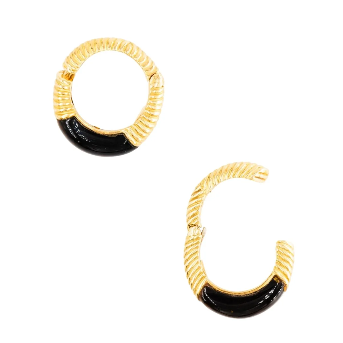 Boucles d'oreilles Créoles CHAUMET en or jaune et oeil de tigre - Image 3