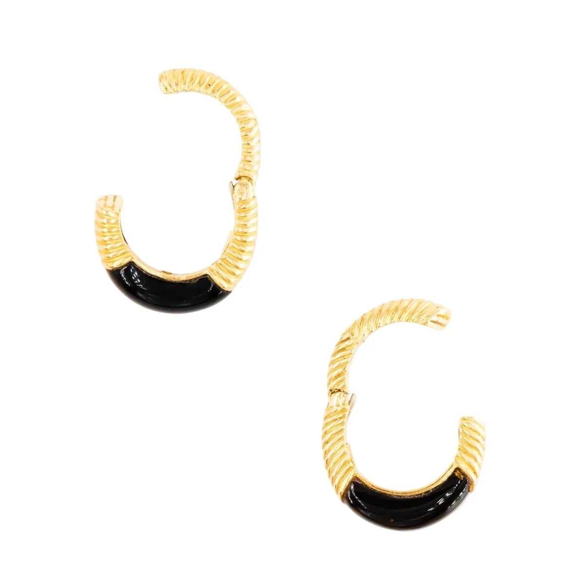 Boucles d'oreilles Créoles CHAUMET en or jaune et oeil de tigre - Image 4