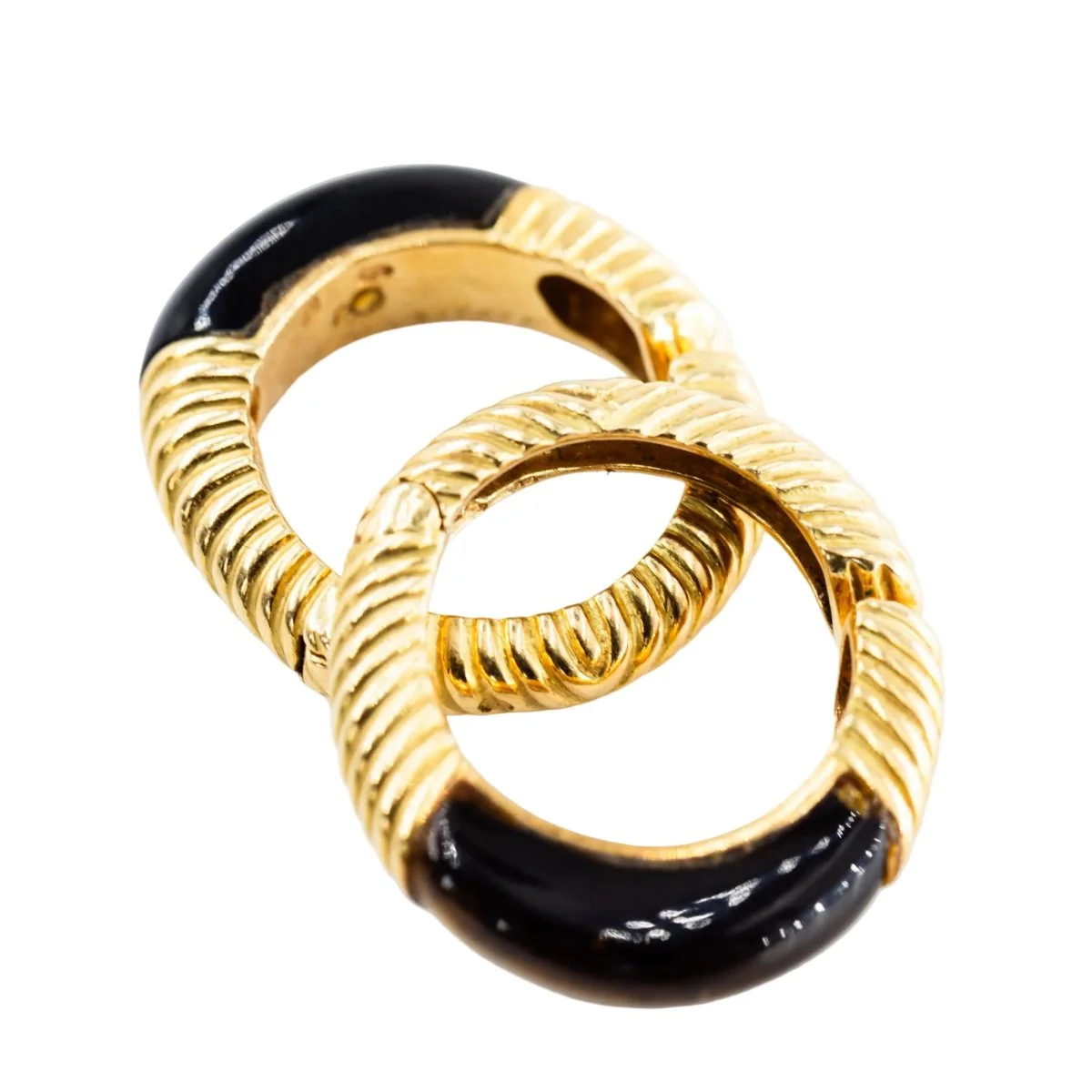 Boucles d'oreilles Créoles CHAUMET en or jaune et oeil de tigre - Image 5