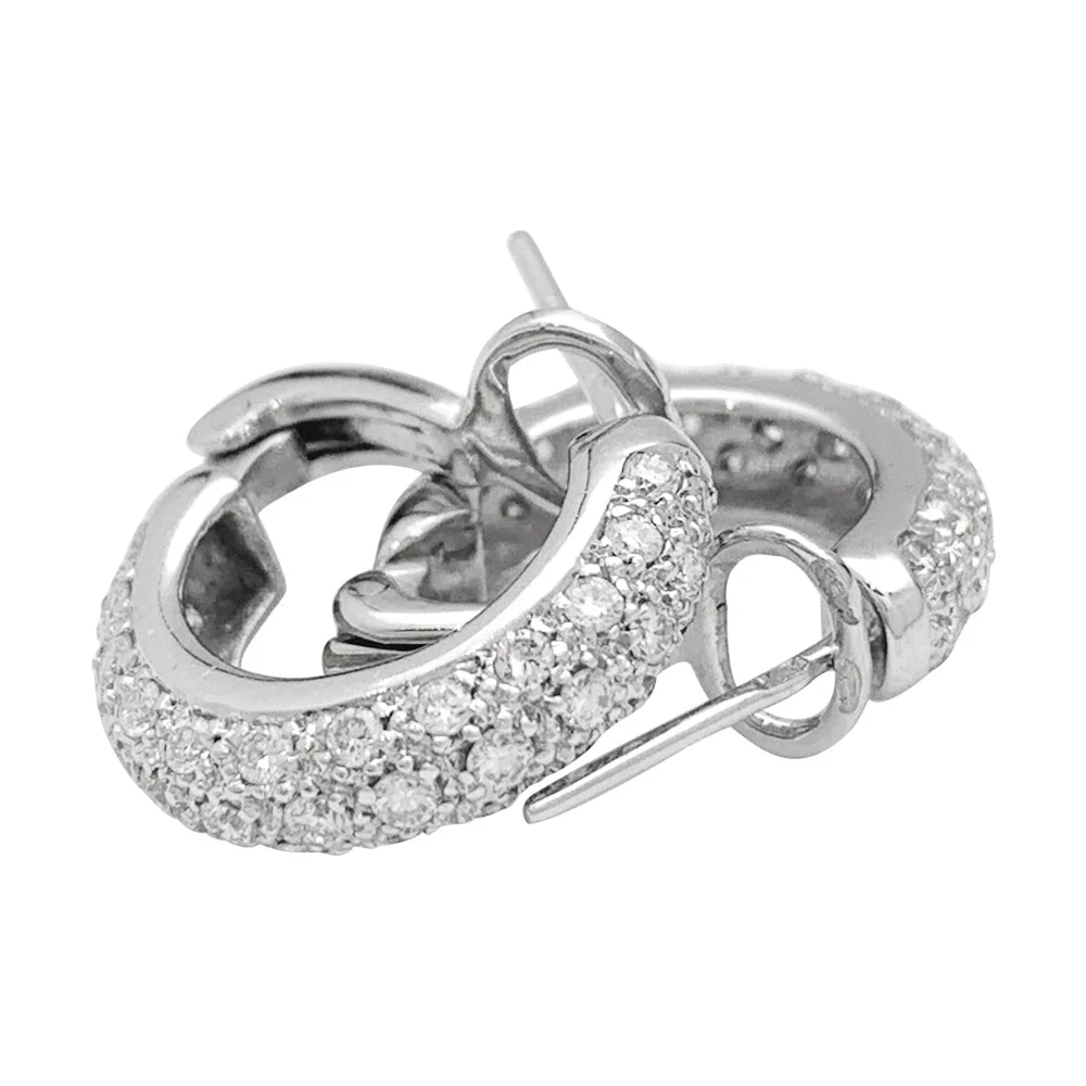 Boucles d'oreilles créoles en or blanc, diamants. - Image 3