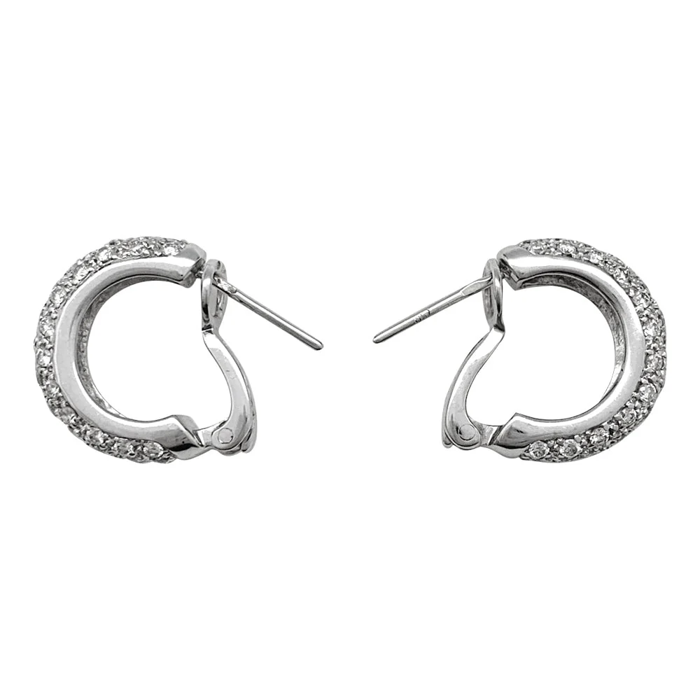 Boucles d'oreilles créoles en or blanc, diamants. - Image 4
