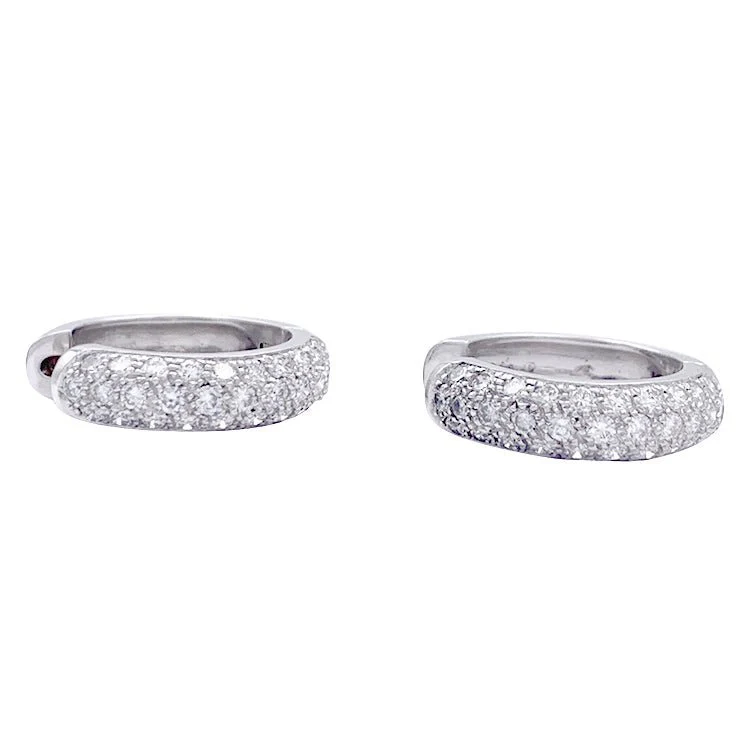 Boucles d'oreilles créoles en or blanc, diamants. - Image 6
