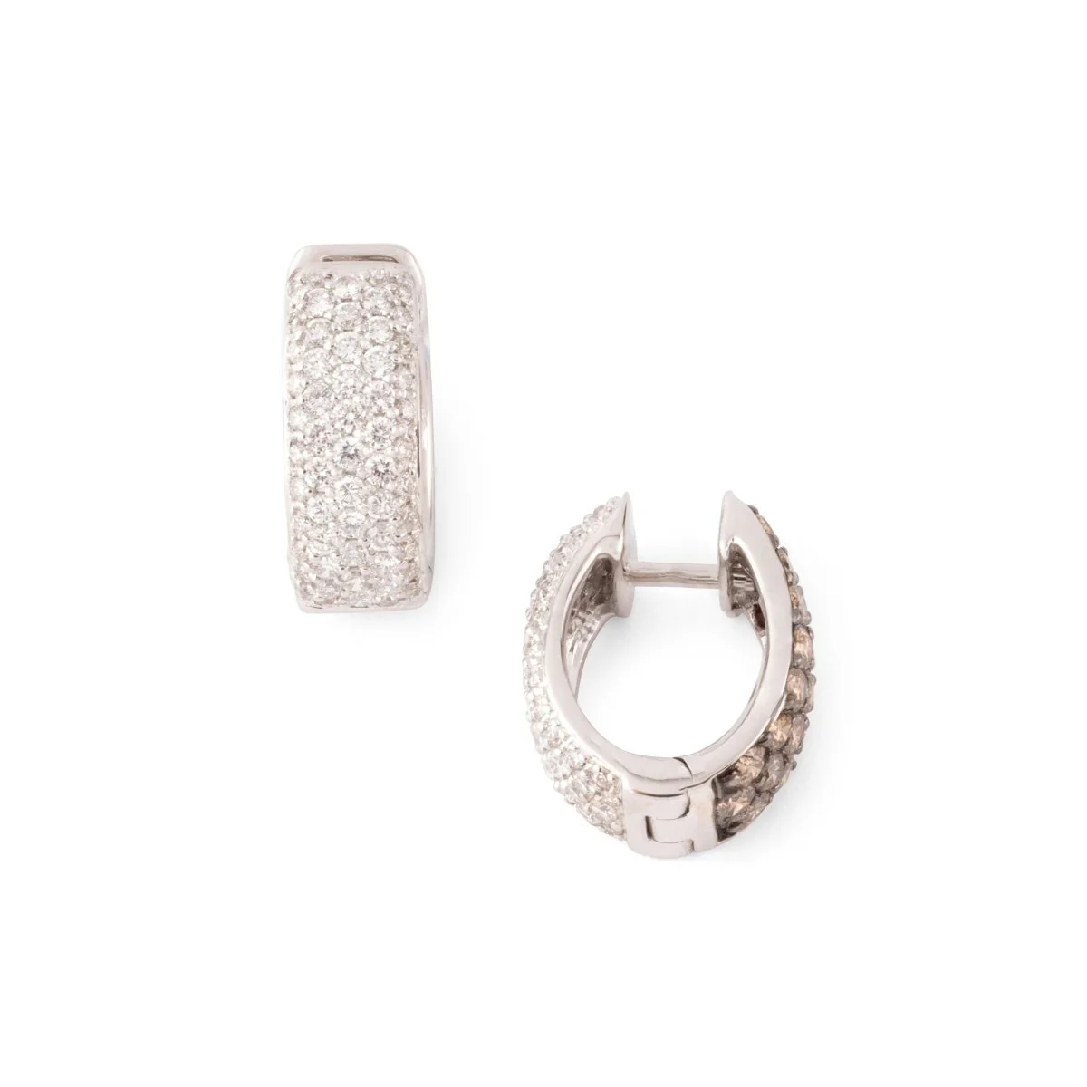 Boucles d'oreilles Créoles en or blanc et diamants