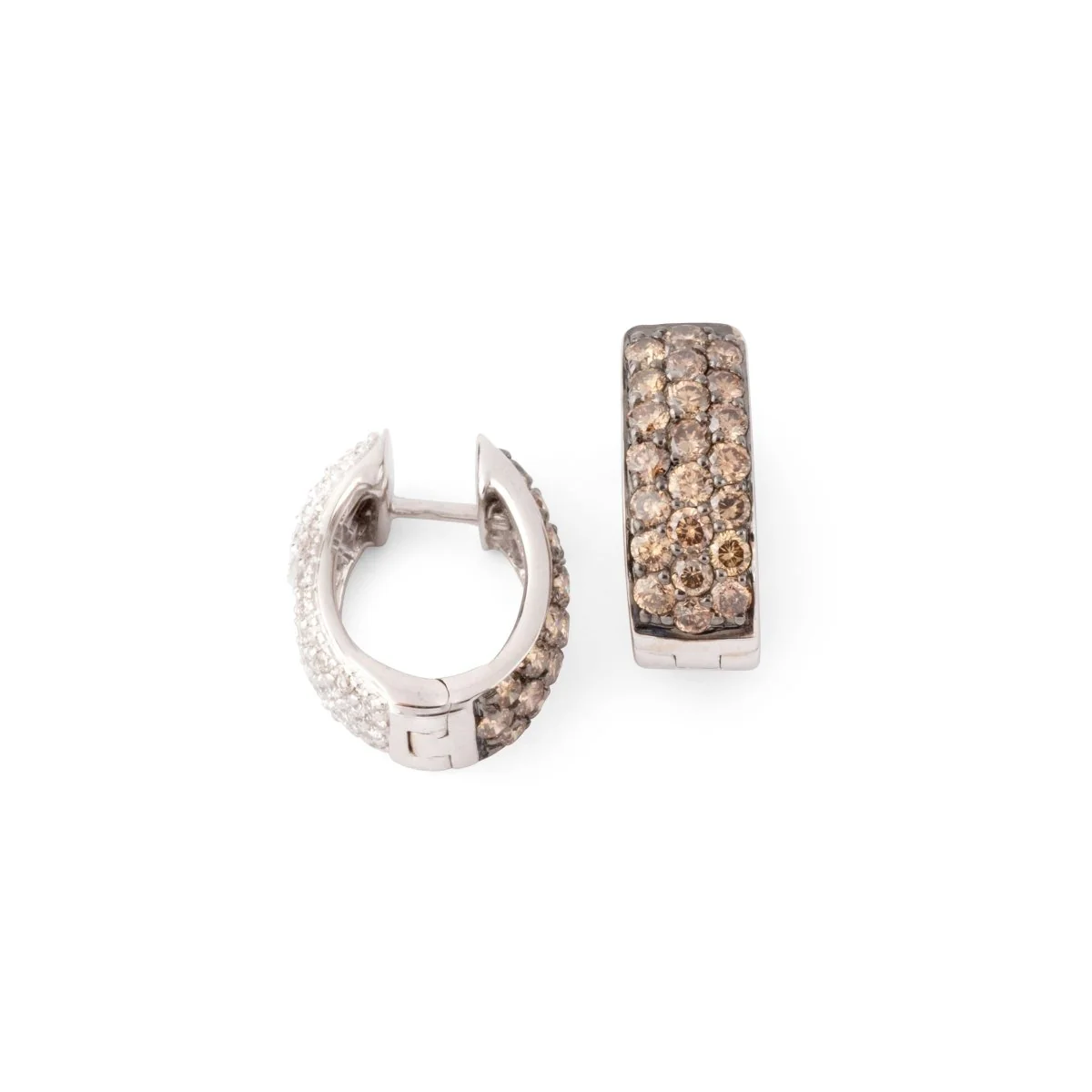 Boucles d'oreilles Créoles en or blanc et diamants - Image 3