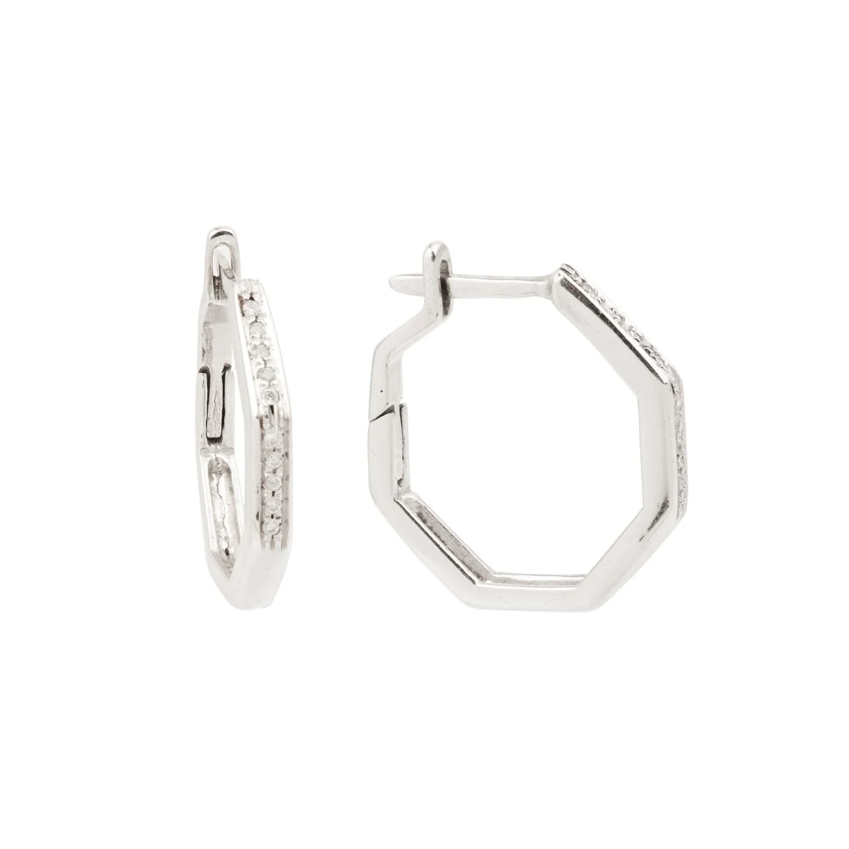 Boucles d'oreilles Créoles en or blanc et diamants - Image 3