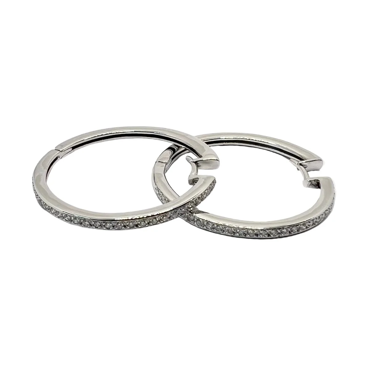 Boucles d'oreilles Créoles en or blanc et diamants