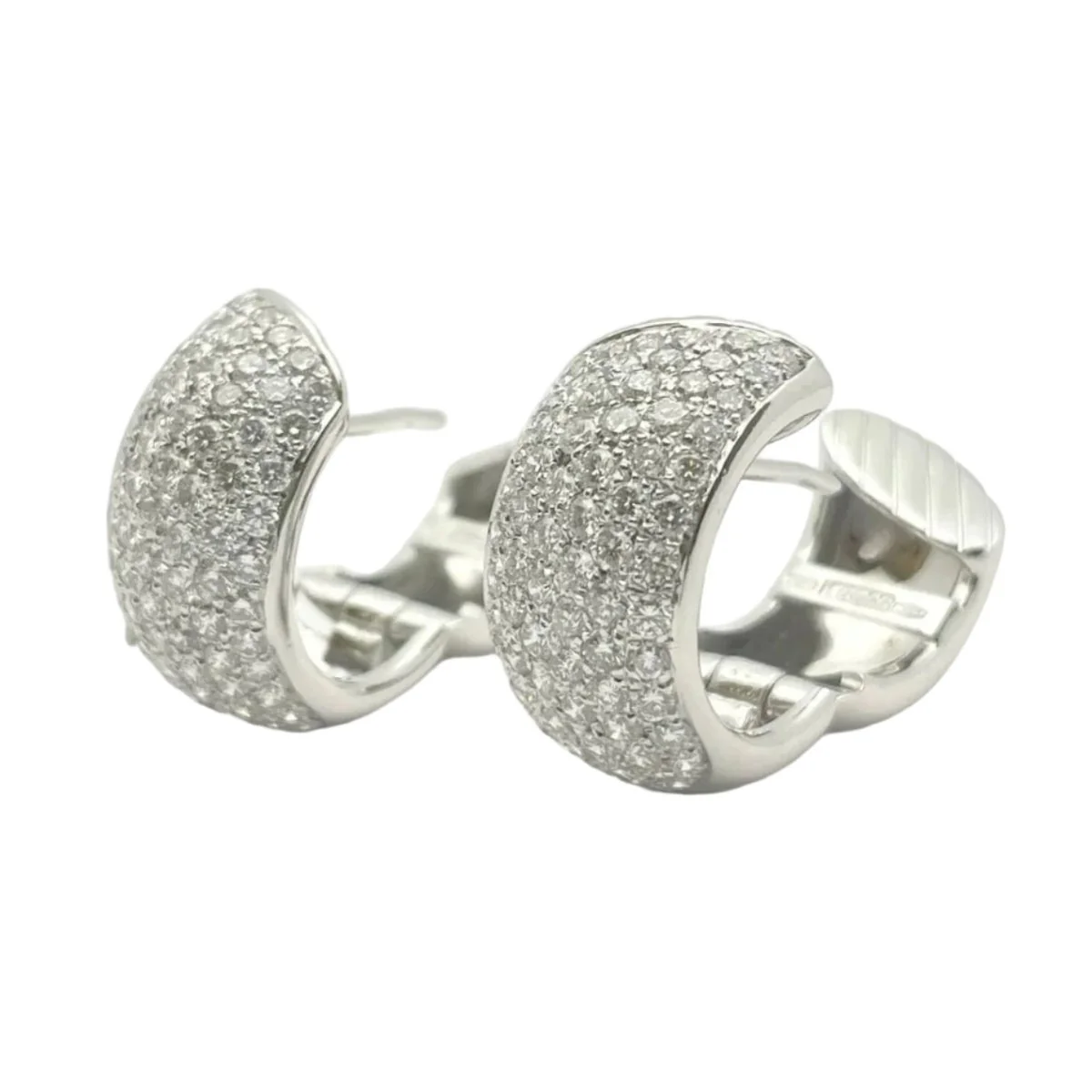 Boucles d'oreilles Créoles en or blanc et diamants - Image 2
