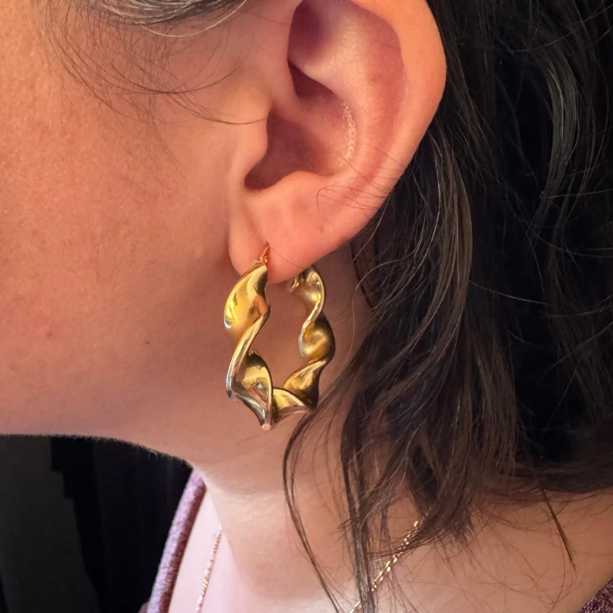 Boucles d'oreilles Créoles en or jaune - Image 2
