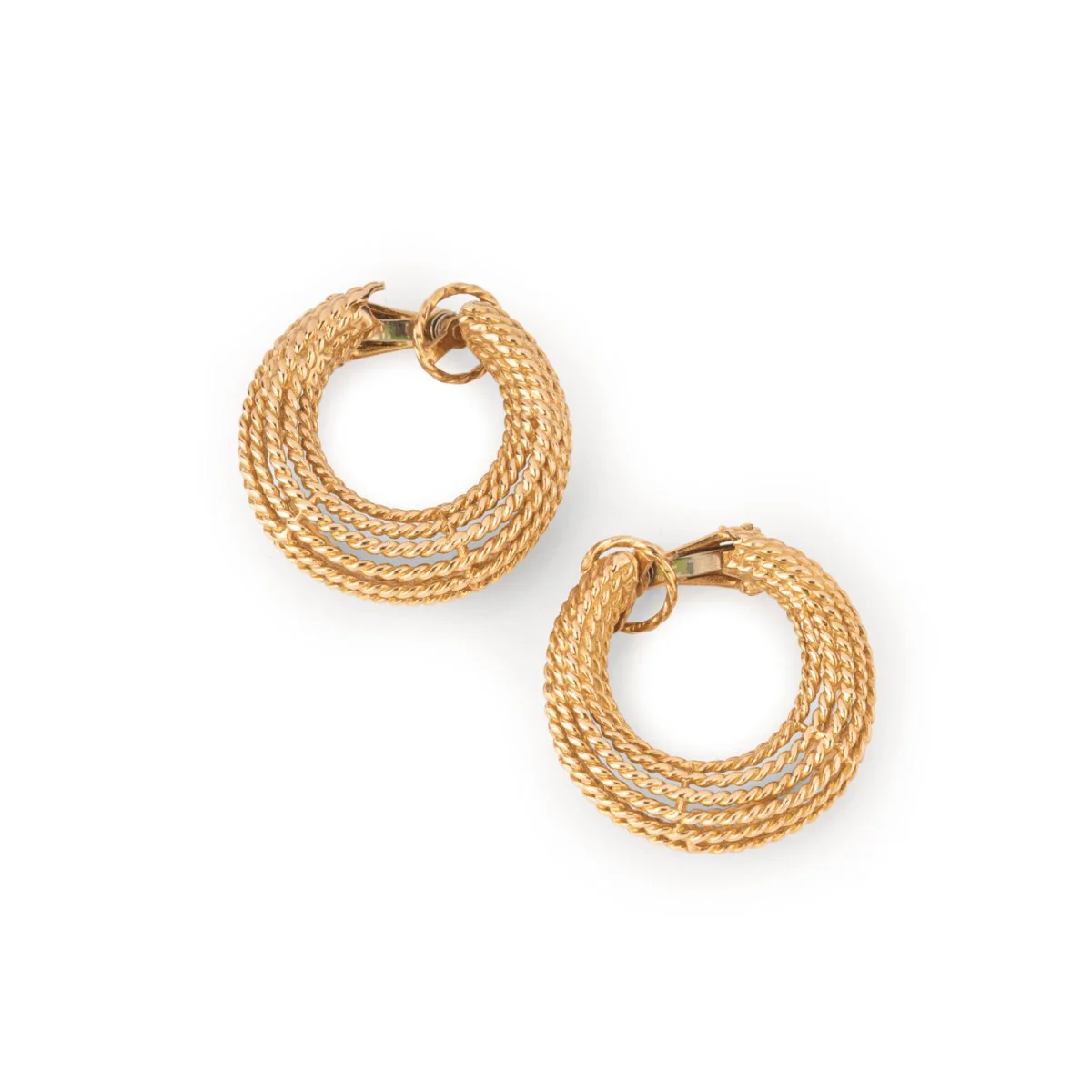 Boucles d'oreilles créoles en or jaune torsadé - Image 3