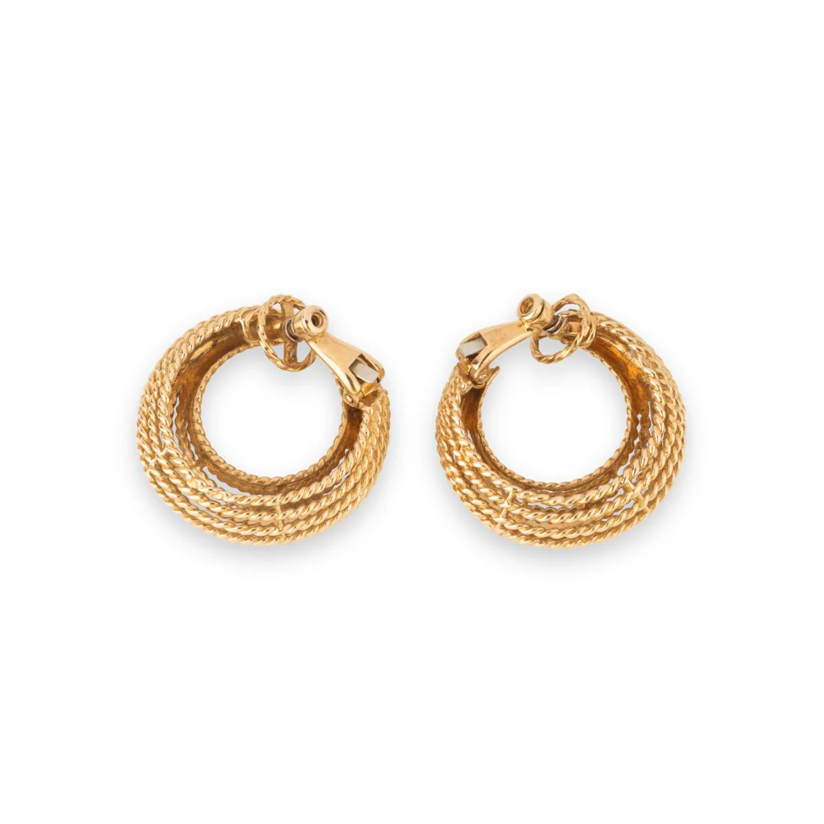 Boucles d'oreilles créoles en or jaune torsadé - Image 4