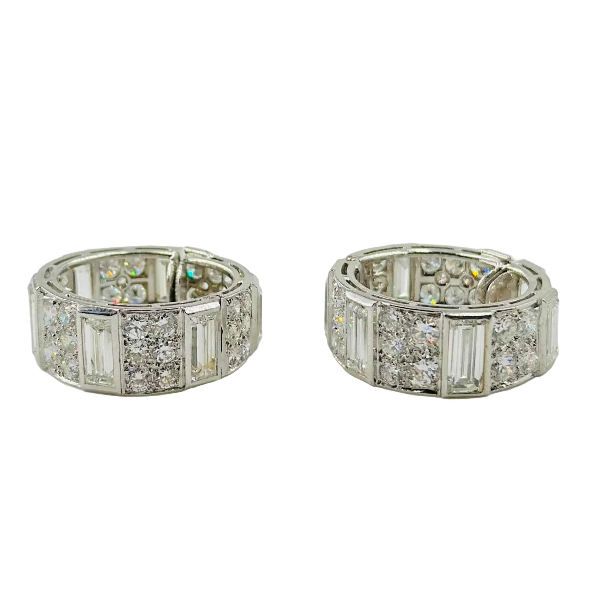 Boucles d'oreilles Créoles en platine et diamants - Image 2