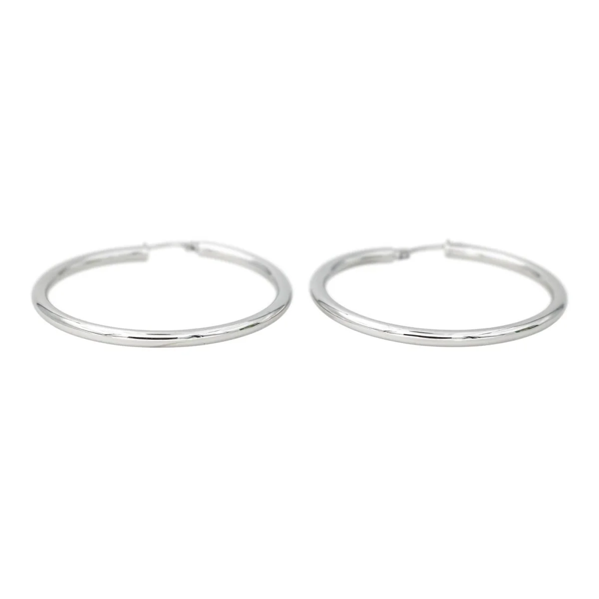 Boucles d'oreilles Créoles en or blanc - Image 3