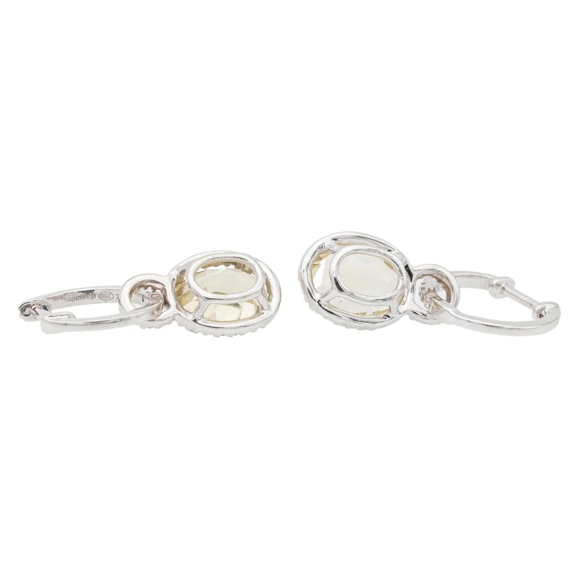 Boucles de boucles d'oreilles pendantes en or blanc, citrine et diamants - Image 5