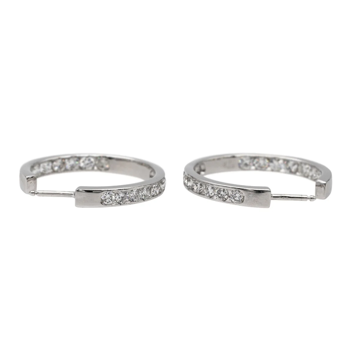 Boucles d'oreilles Créoles Or blanc Diamant - Image 3