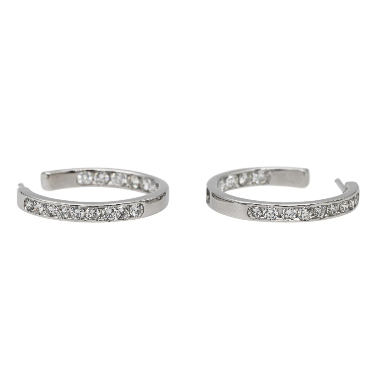 Boucles d'oreilles Créoles Or blanc Diamant - Image 4