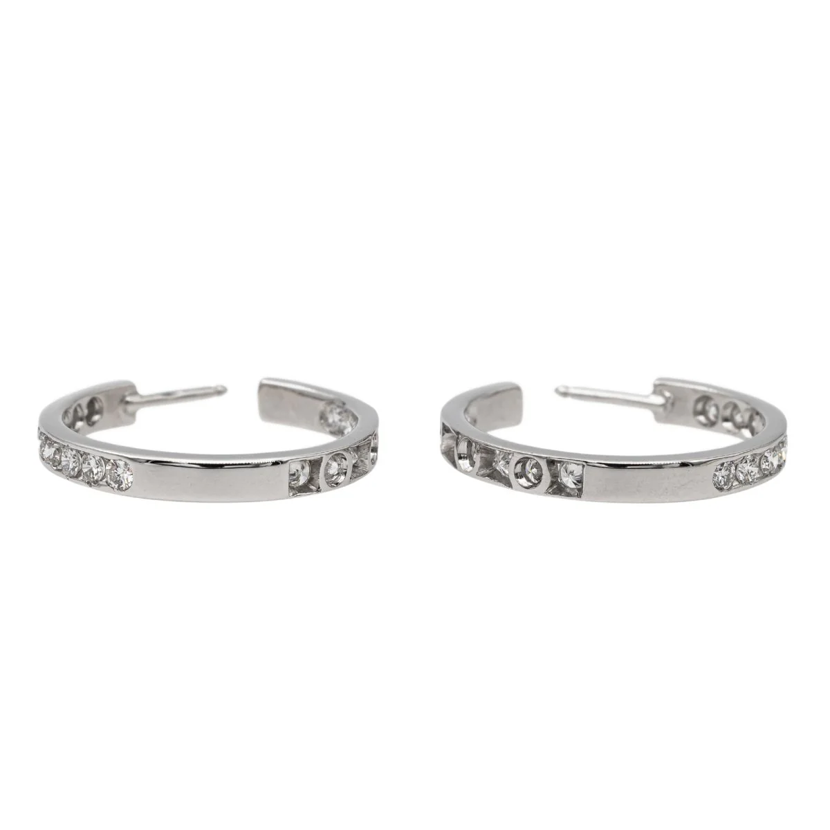 Boucles d'oreilles Créoles Or blanc Diamant - Image 5