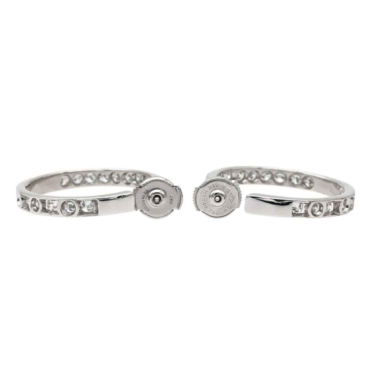 Boucles d'oreilles Créoles Or blanc Diamant - Image 7