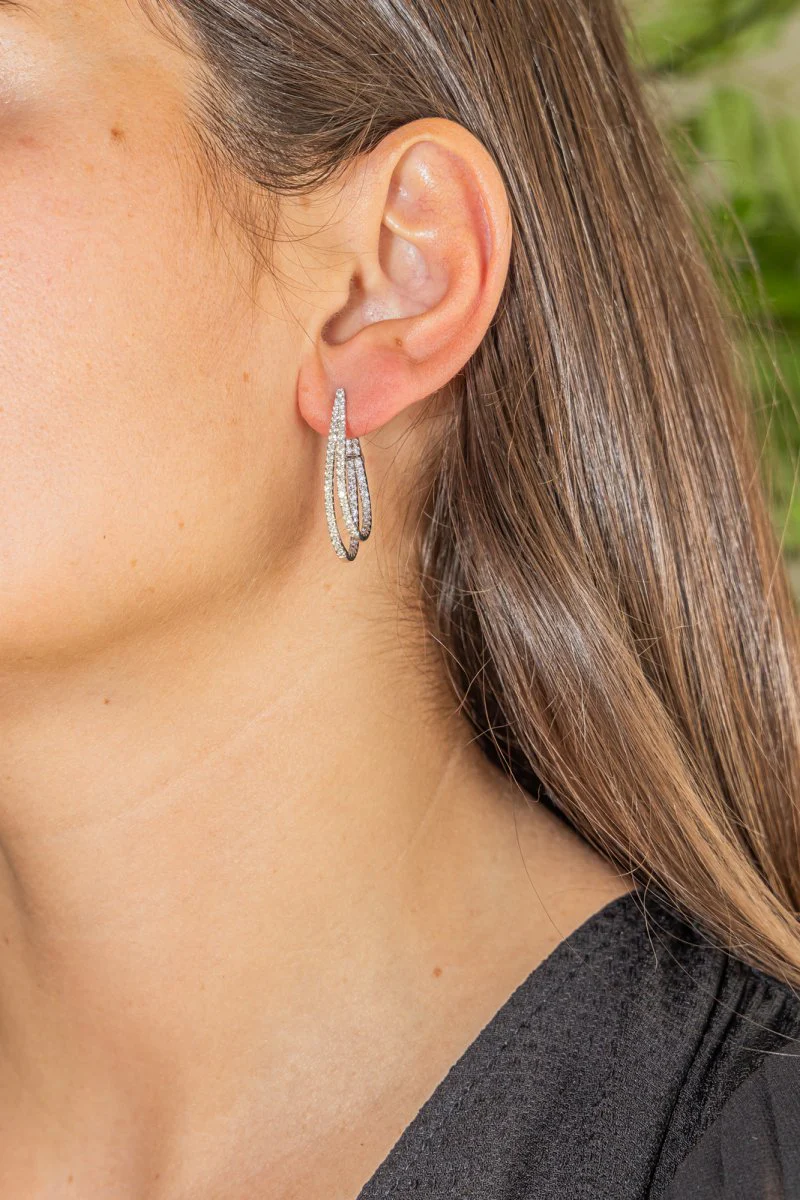 Boucles d'oreilles Créoles Or blanc  Diamant - Image 2