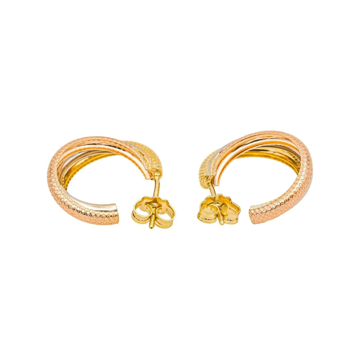 Boucles d'oreilles Créoles en or jaune, or blanc et or rose - Image 5