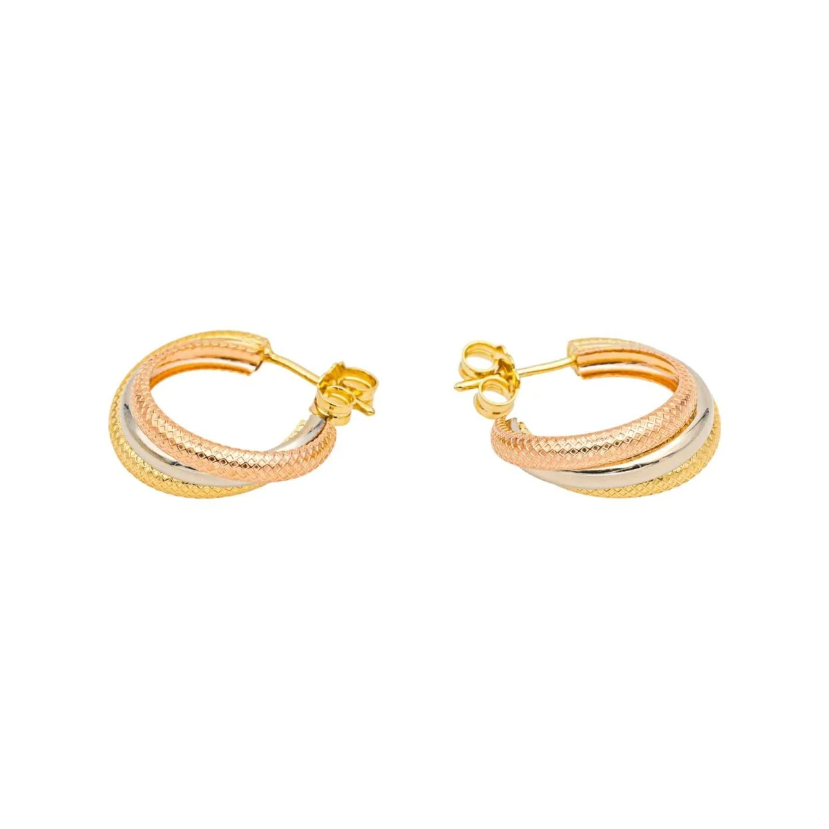Boucles d'oreilles Créoles en or jaune, or blanc et or rose - Image 6