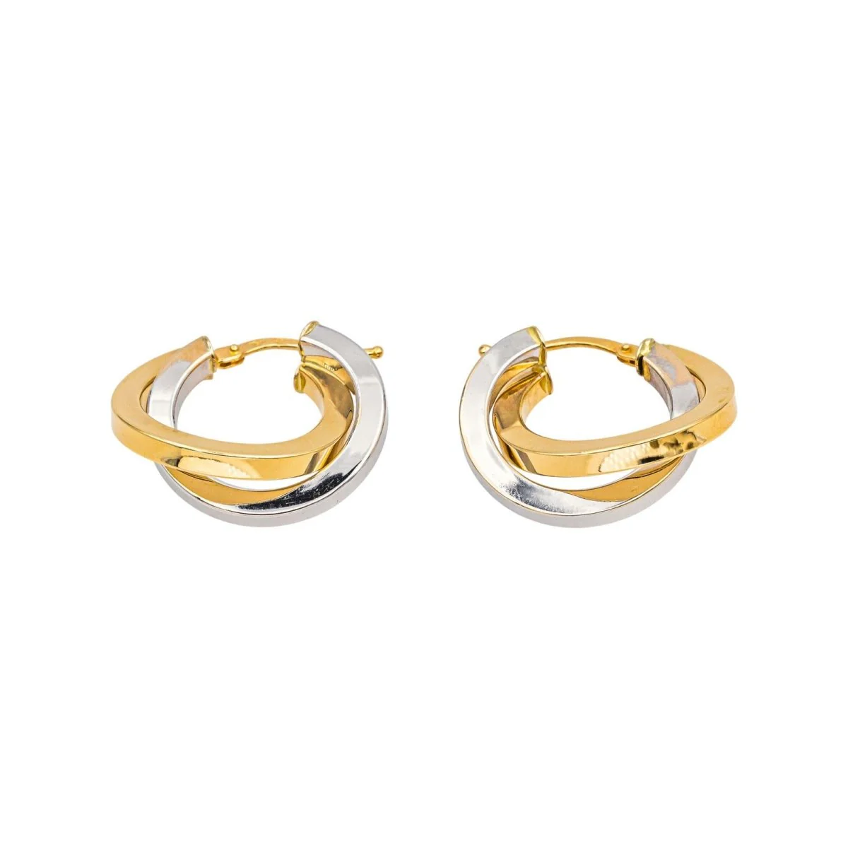 Boucles d'oreilles Créoles en or jaune et or blanc - Image 3