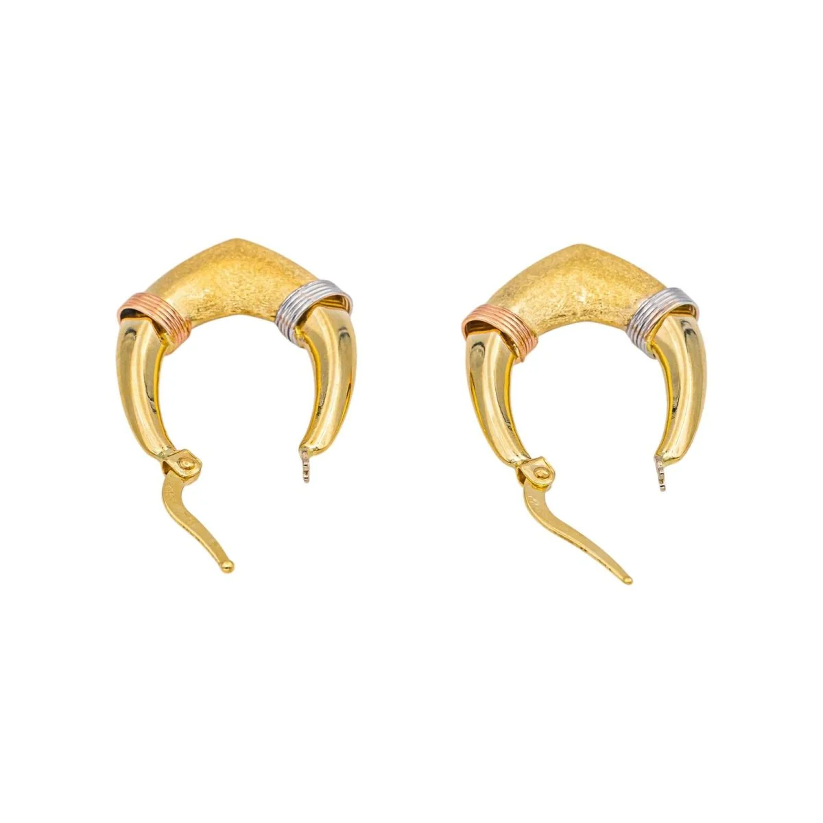 Boucles d'oreilles Créoles en or blanc, or jaune et or rose - Image 7