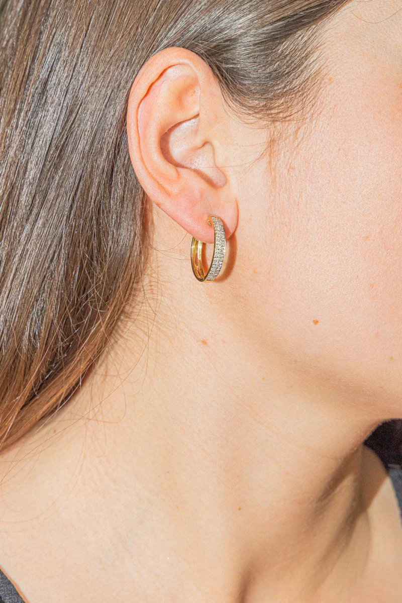 Boucles d'oreilles Créoles en or jaune et diamant - Image 2