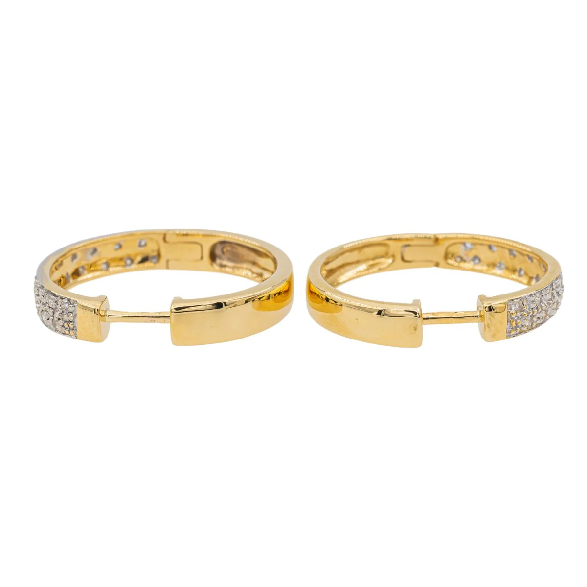 Boucles d'oreilles Créoles en or jaune et diamant - Image 7