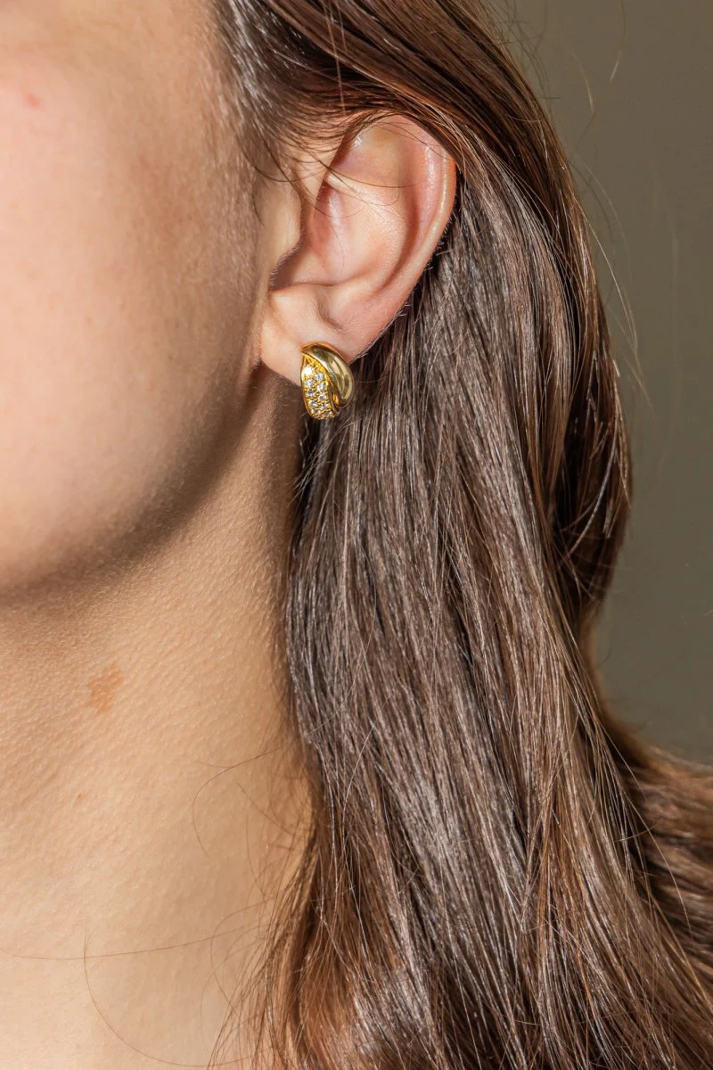 Boucles d'oreilles Créoles Or jaune Diamant - Image 2