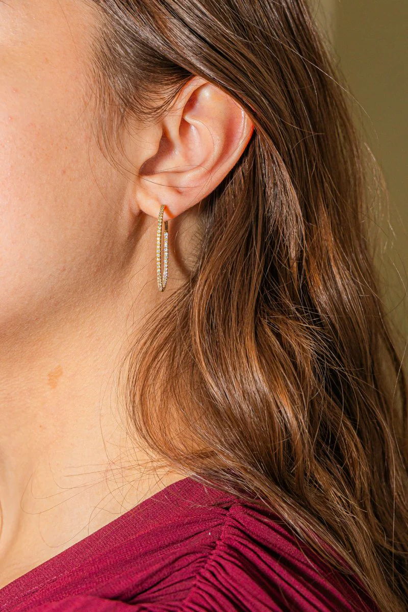 Boucles d'oreilles Créoles Or jaune Diamant - Image 2