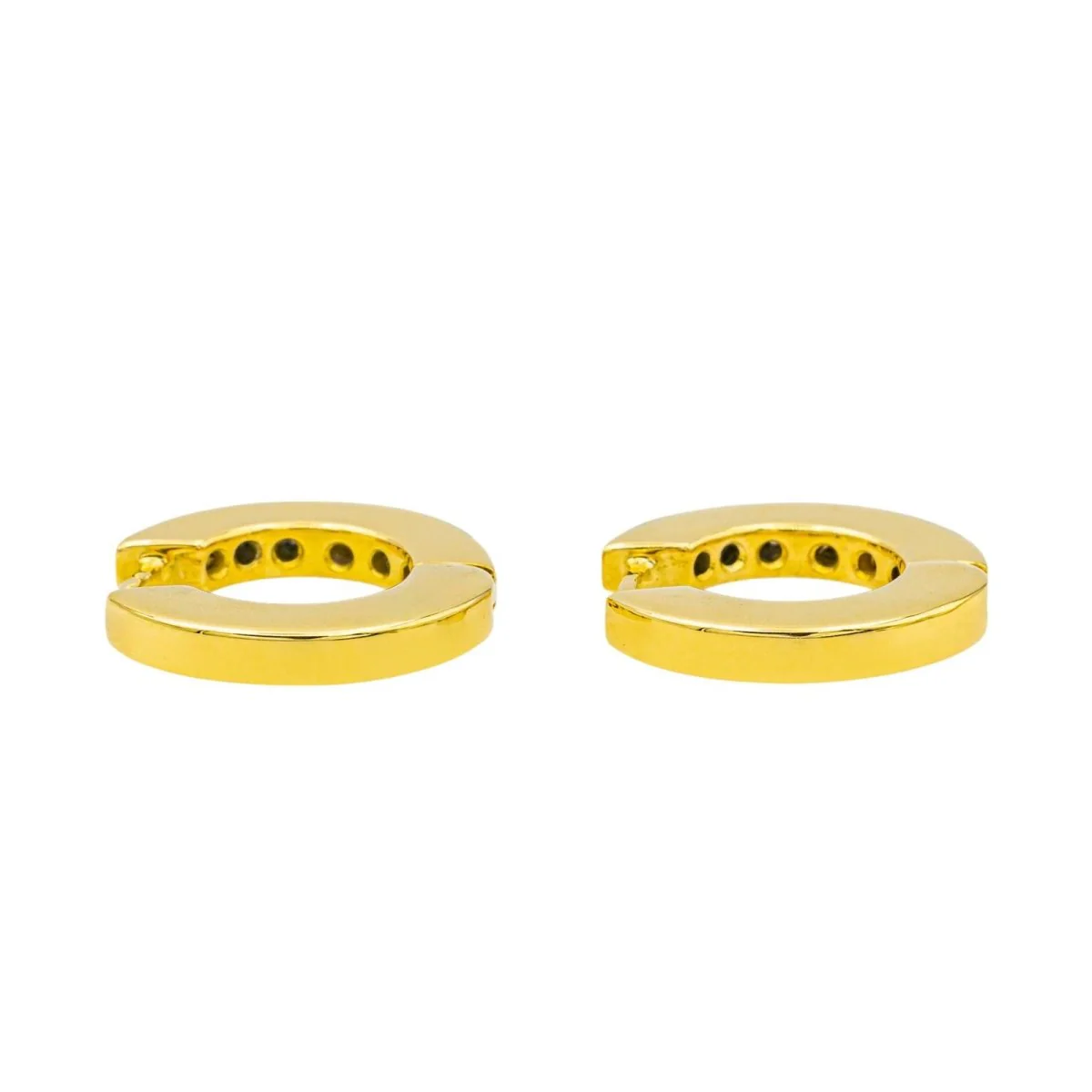 Boucles d'oreilles Créoles en or jaune, or blanc et diamants - Image 6