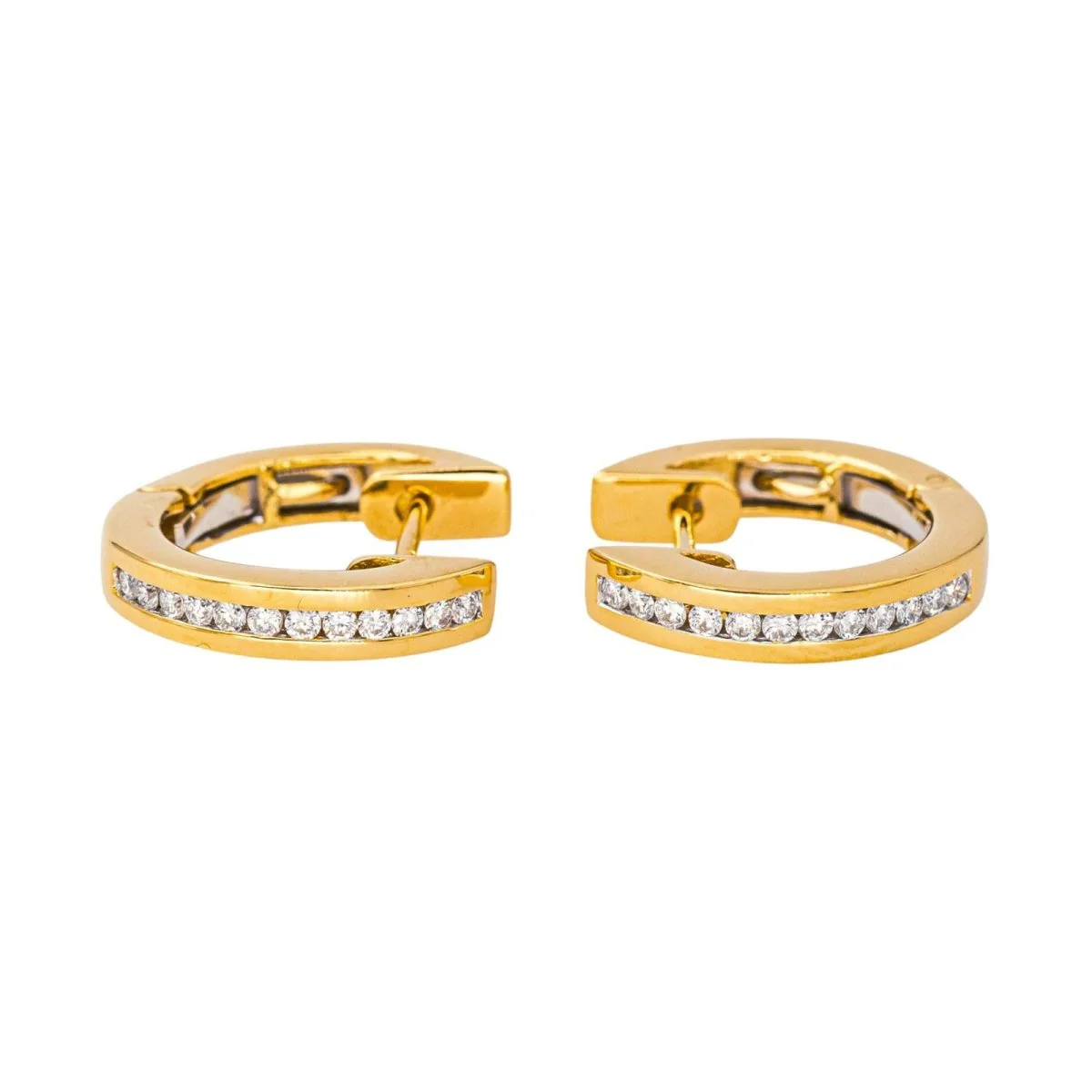 Boucles d'oreilles Créoles en or jaune et diamant - Image 3