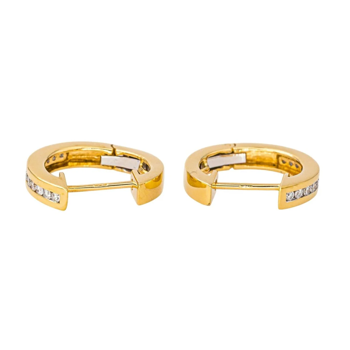 Boucles d'oreilles Créoles en or jaune et diamant - Image 4