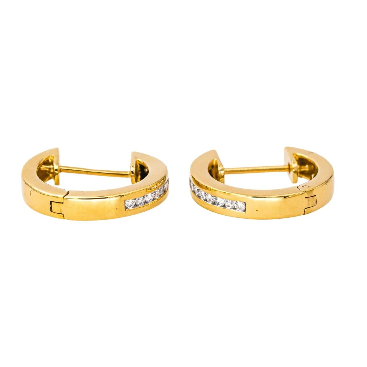 Boucles d'oreilles Créoles en or jaune et diamant - Image 6