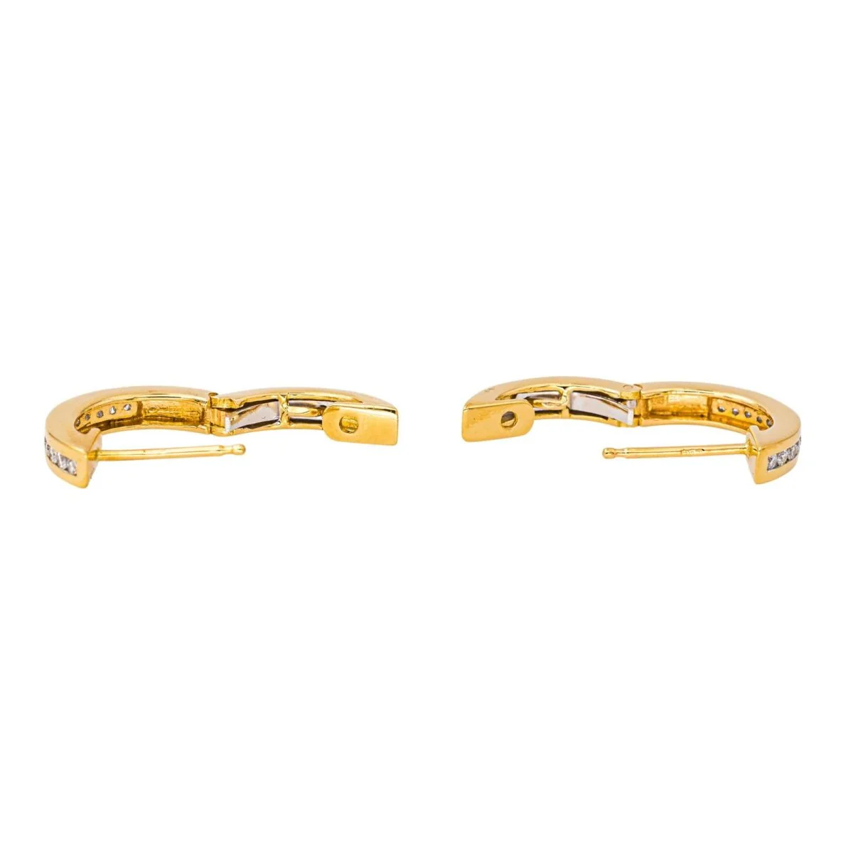 Boucles d'oreilles Créoles en or jaune et diamant - Image 7