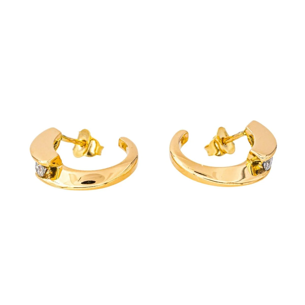Boucles d'oreilles Créoles en or jaune et diamants - Image 4