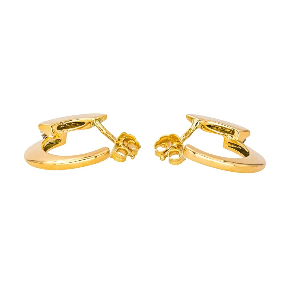 Boucles d'oreilles Créoles en or jaune et diamants - Image 5