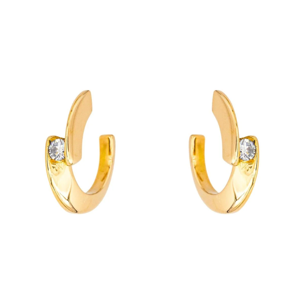 Boucles d'oreilles Créoles en or jaune et diamants - Image 7