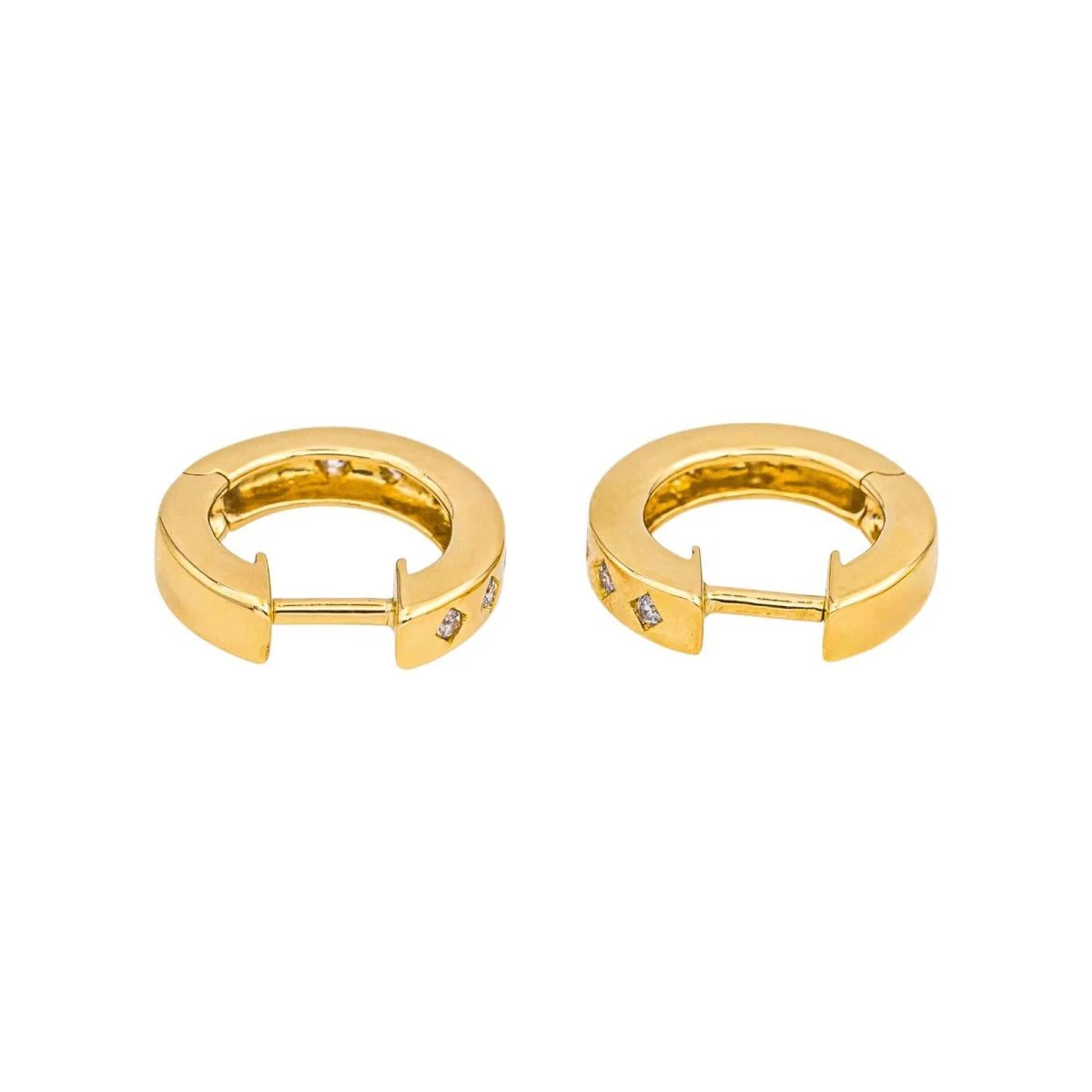Boucles d'oreilles Créoles en or jaune et diamants - Image 3