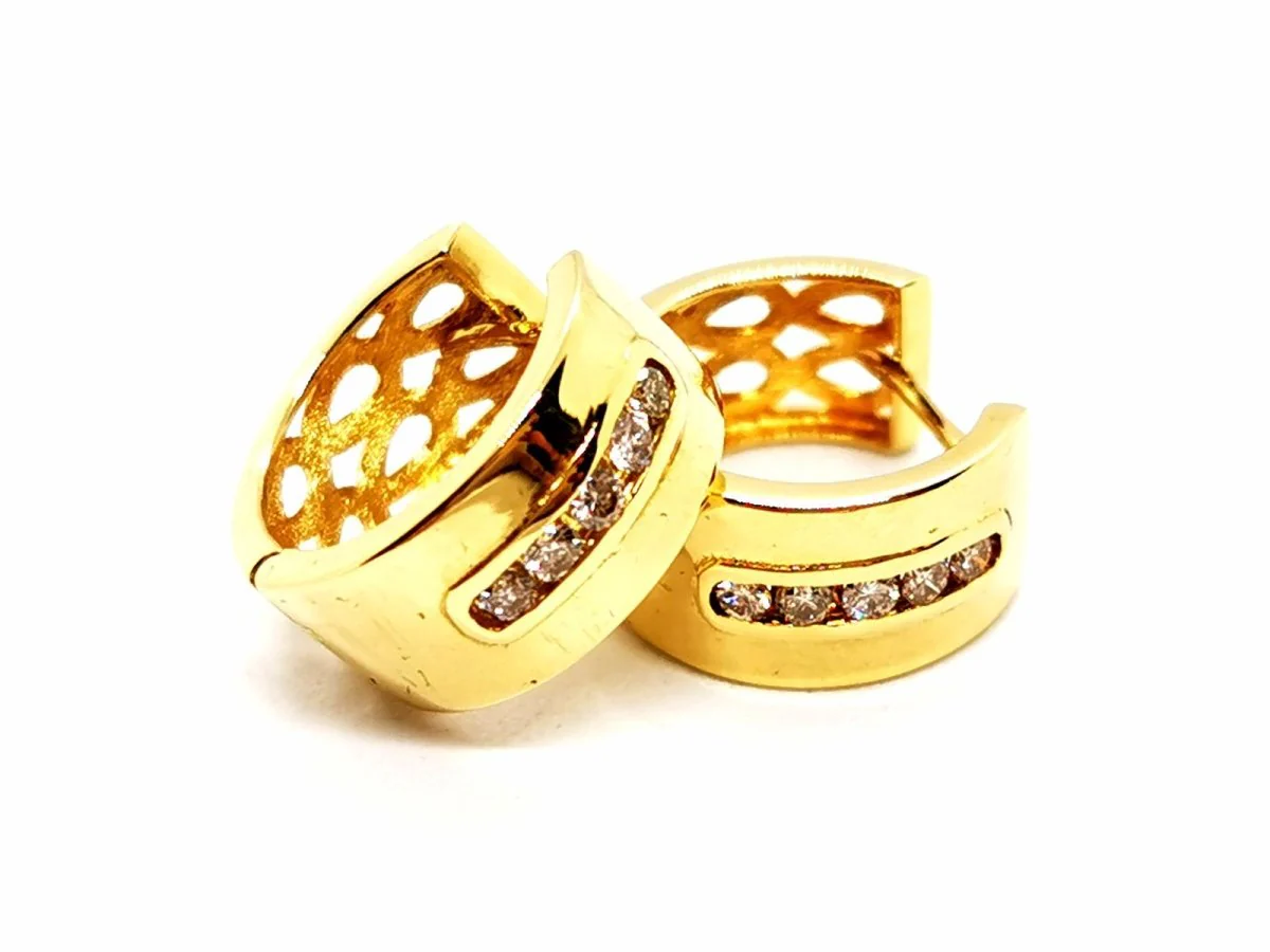 Boucles d'oreilles Créoles Or jaune Diamant - Image 2