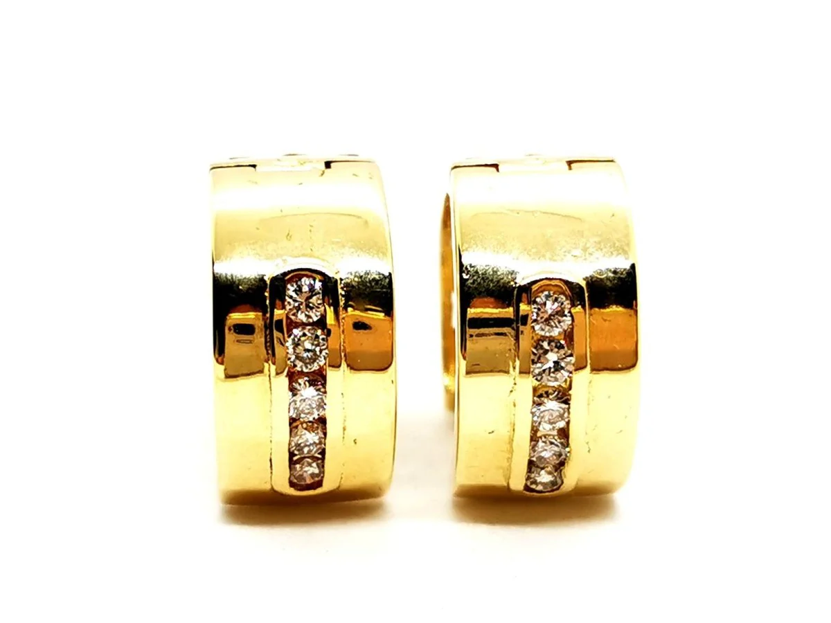 Boucles d'oreilles Créoles Or jaune Diamant - Image 3