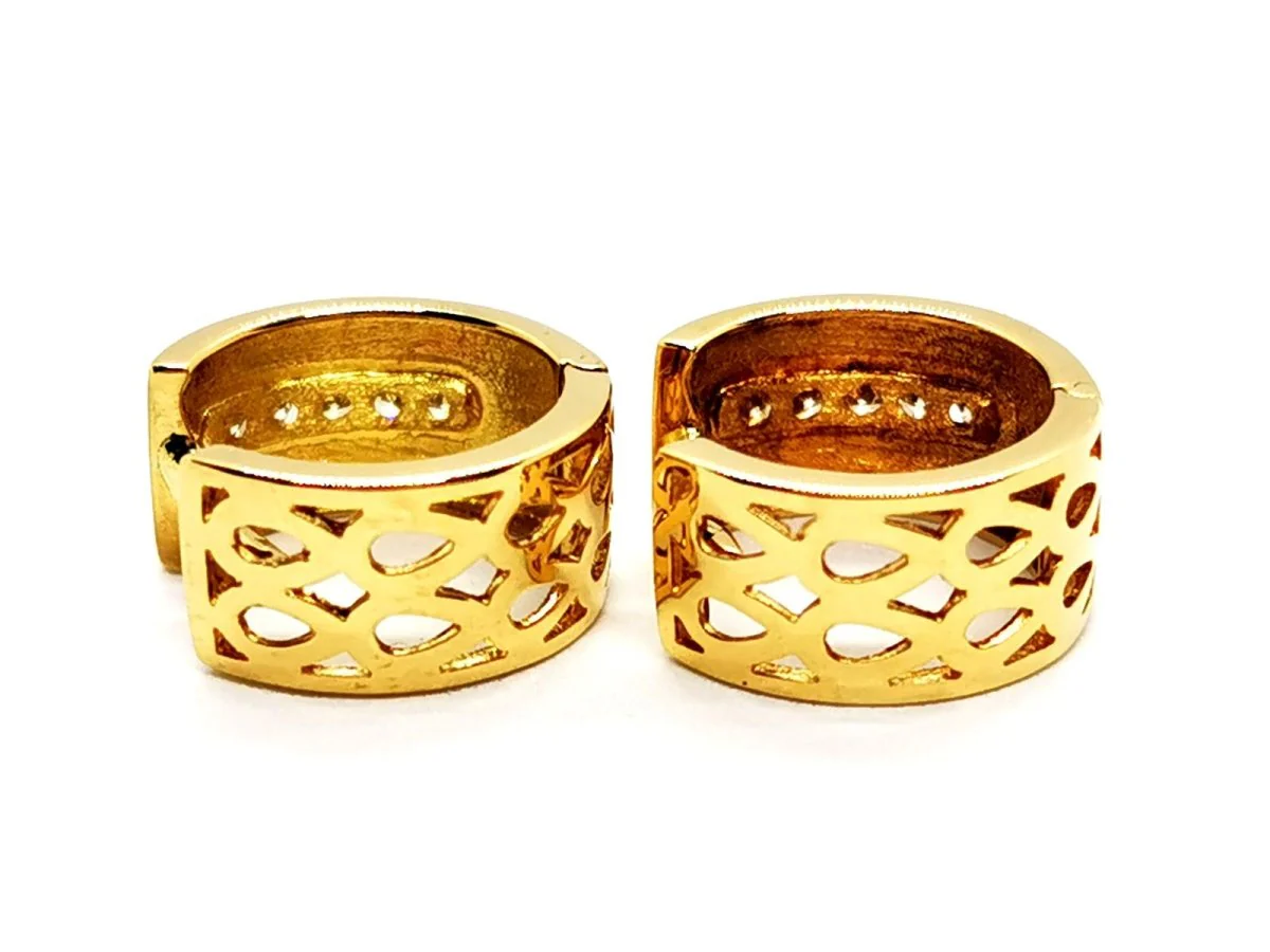 Boucles d'oreilles Créoles Or jaune Diamant - Image 6