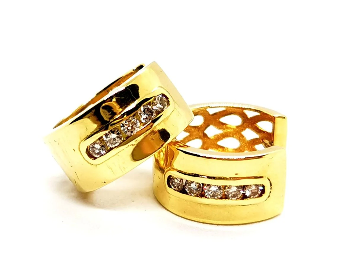 Boucles d'oreilles Créoles Or jaune Diamant - Image 8