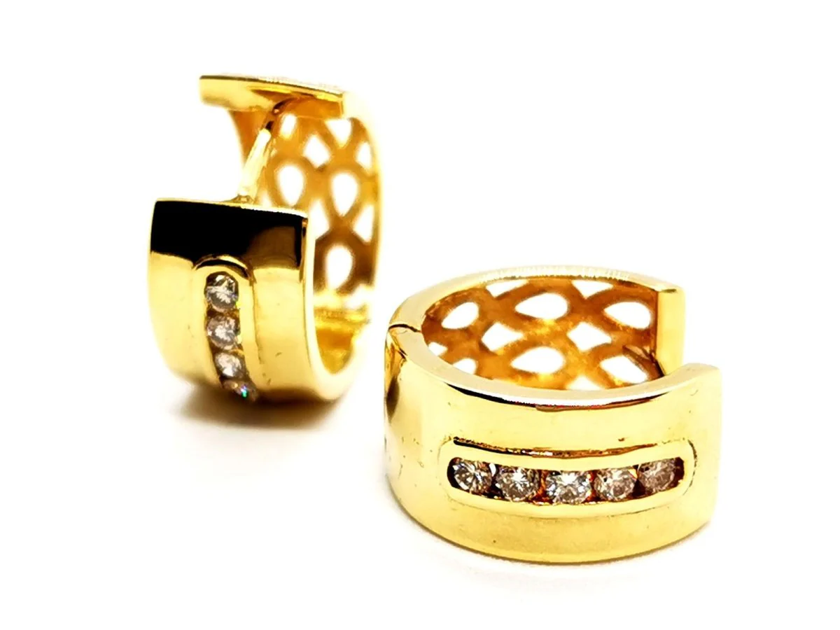 Boucles d'oreilles Créoles Or jaune Diamant - Image 9
