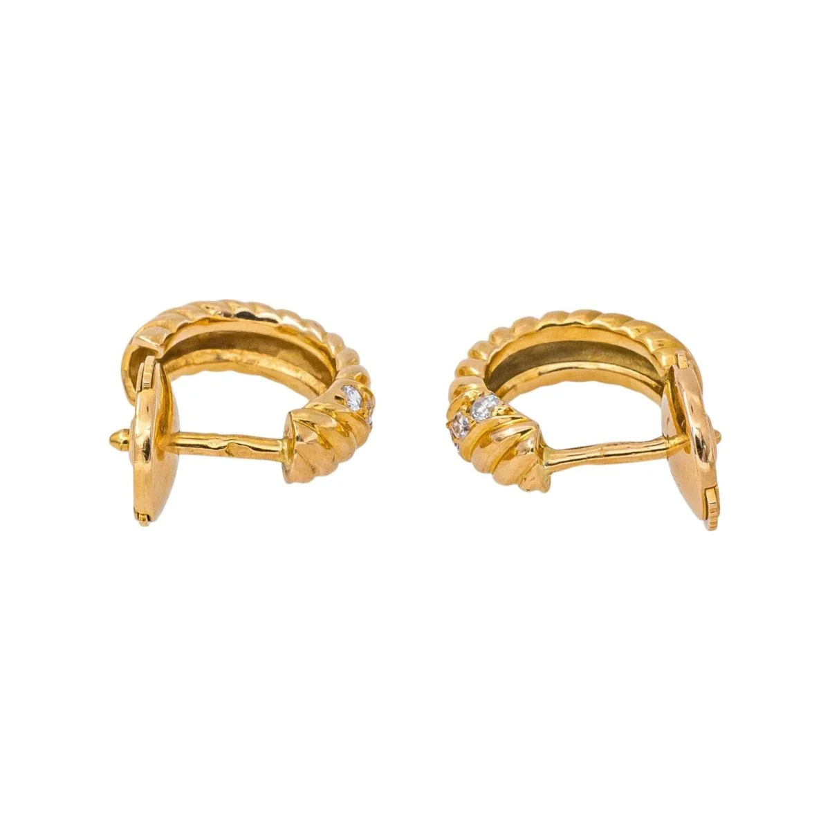 Boucles d'oreilles Créoles en or jaune et diamants - Image 6